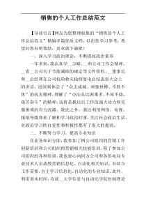 销售的个人工作总结范文