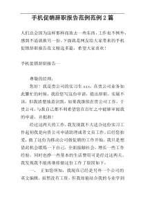 手机促销辞职报告范例范例2篇