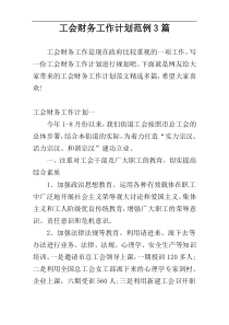 工会财务工作计划范例3篇