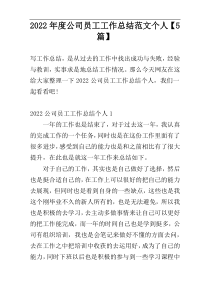 2022年度公司员工工作总结范文个人【5篇】