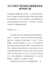 2022年度关于被污染的水调查报告经典参考范例5篇