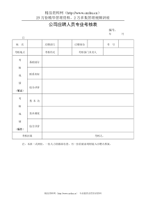 公司应聘人员专业考核表