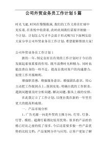公司外贸业务员工作计划5篇