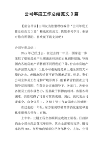 公司年度工作总结范文3篇