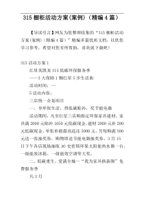 315橱柜活动方案(案例)（精编4篇）