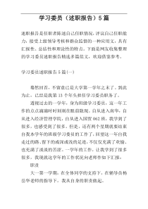学习委员（述职报告）5篇