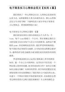电子商务实习心得体会范文【实用4篇】