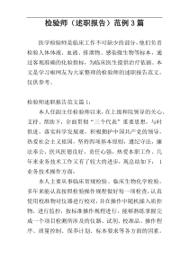 检验师（述职报告）范例3篇