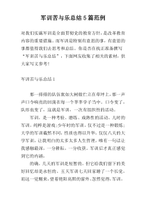 军训苦与乐总结5篇范例