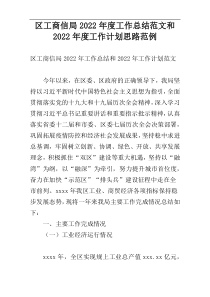 区工商信局2022年度工作总结范文和2022年度工作计划思路范例