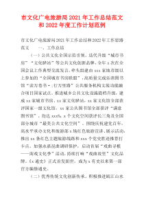 市文化广电旅游局2021年工作总结范文和2022年度工作计划范例