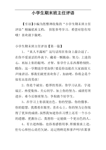 小学生期末班主任评语