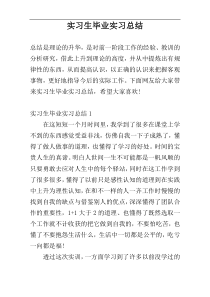 实习生毕业实习总结