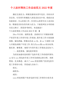 个人驻村帮扶工作总结范文2022年度