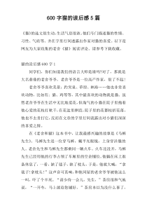 600字猫的读后感5篇