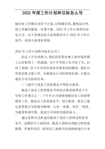 2022年度工作计划和目标怎么写
