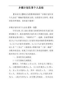 乡镇计划生育个人总结