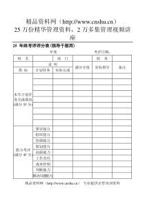25年终考评评分表（领导干部用)
