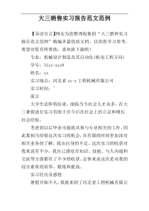 大三销售实习报告范文范例