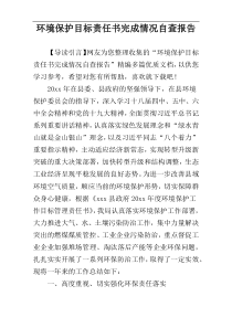 环境保护目标责任书完成情况自查报告