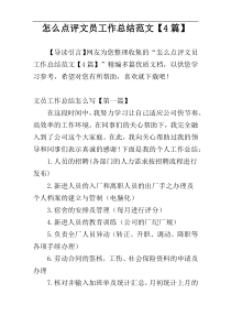 怎么点评文员工作总结范文【4篇】