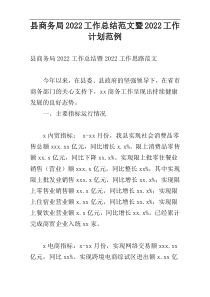 县商务局2022工作总结范文暨2022工作计划范例