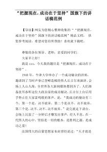 “把握现在，成功在于坚持”国旗下的讲话稿范例
