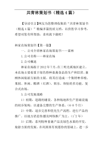 共青林策划书（精选4篇）