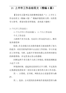 it 上半年工作总结范文（精编4篇）