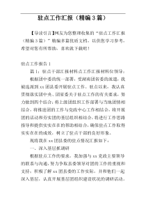 驻点工作汇报（精编3篇）