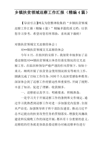 乡镇扶贫领域巡察工作汇报（精编4篇）