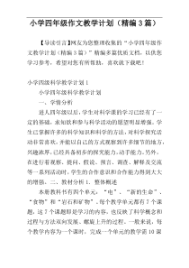 小学四年级作文教学计划（精编3篇）