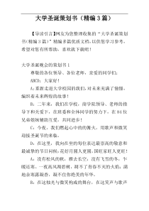 大学圣诞策划书（精编3篇）