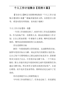 个人工作计划集合【范例8篇】