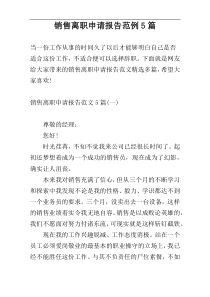 销售离职申请报告范例5篇
