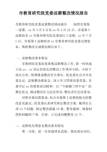 市教育研究院党委巡察整改情况报告