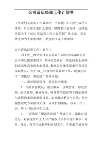 公司营运经理工作计划书