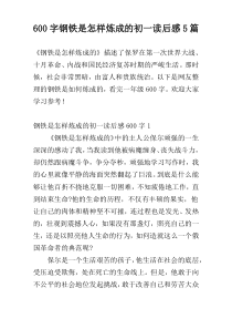 [600字]钢铁是怎样炼成的初一读后感5篇