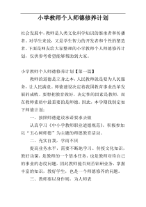 小学教师个人师德修养计划