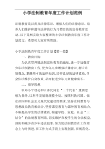 小学法制教育年度工作计划范例