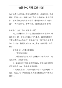 检测中心月度工作计划