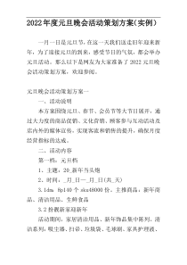 2022年度元旦晚会活动策划方案（实例）