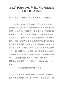 县文广新旅局2022年度工作总结范文及下步工作计划范例