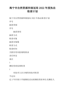 海宁市自然资源和规划局2022年度执法检查计划