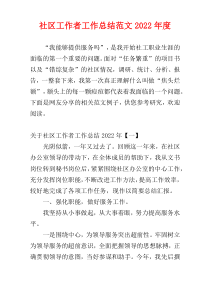 社区工作者工作总结范文2022年度