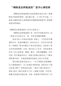 “钢铁是怎样炼成的”读书心得范例