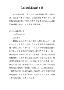 在企业成长演讲5篇