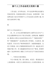 修个人工作总结范文范例5篇
