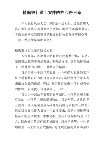 精编银行员工案件防控心得三章