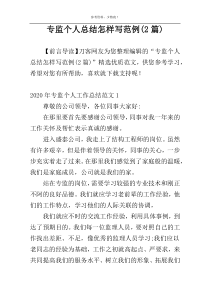专监个人总结怎样写范例(2篇)